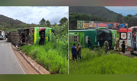 Veículo capota na Serra da Santa, deixando vítimas graves e mobilizando equipes de resgate. Foto = reprodução redes sociais.