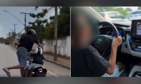 Imagens de menino ao volante viralizam e autoridades buscam responsáveis. Foto = reprodução redes sociais.