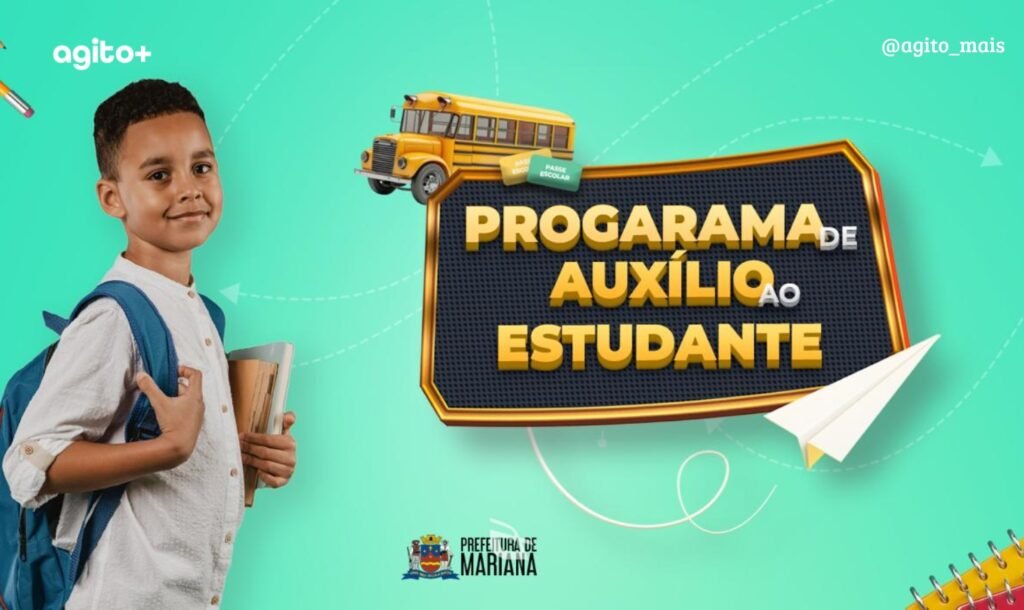 Inscrições para passe escolar e ajuda de custo vão até 24 de janeiro. Foto = Prefeitura de Mariana.