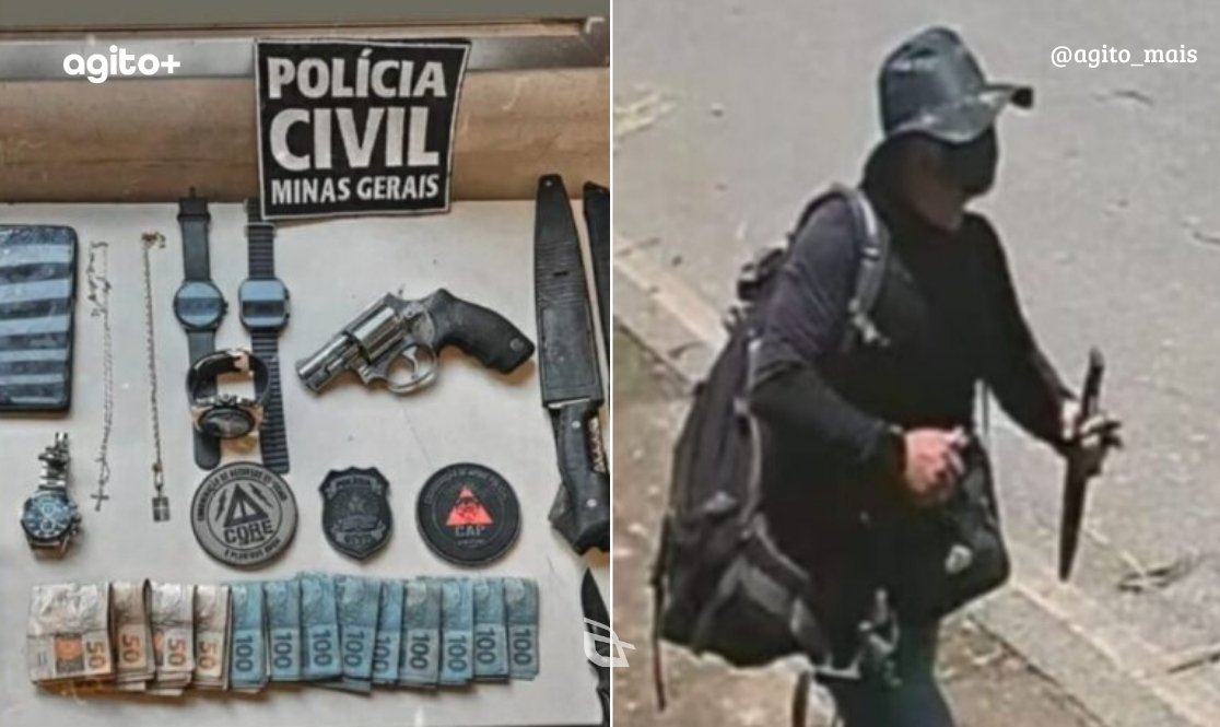 Operação da PCMG resulta na captura de suspeito e na recuperação de itens roubados na cidade. Foto = divulgação PCMMG/reprodução redes sociais.