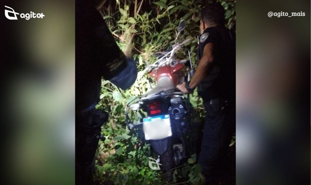 GCMI localiza veículo em mata densa três horas após o furto na região do Córrego Seco. Foto = reprodução GCMI.