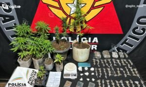Polícia encontra maconha, cocaína e materiais de embalagem com menor em operação no bairro Vila Alegre. Foto — divulgação Polícia Militar.
