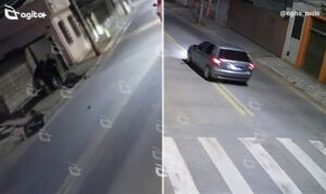 Acidente no bairro São José deixa jovem com escoriações; vítima foi socorrida por morador local. Foto — reprodução do vídeo enviado ao Agito Mais.