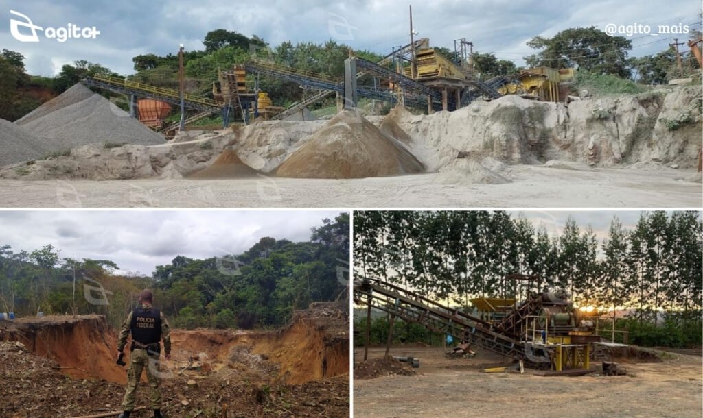 Ação policial apreende veículos e suspende atividades de empresas de mineração em Minas Gerais, focando na região do Quadrilátero Ferrífero. Foto — imagens divulgação Polícia Federal.