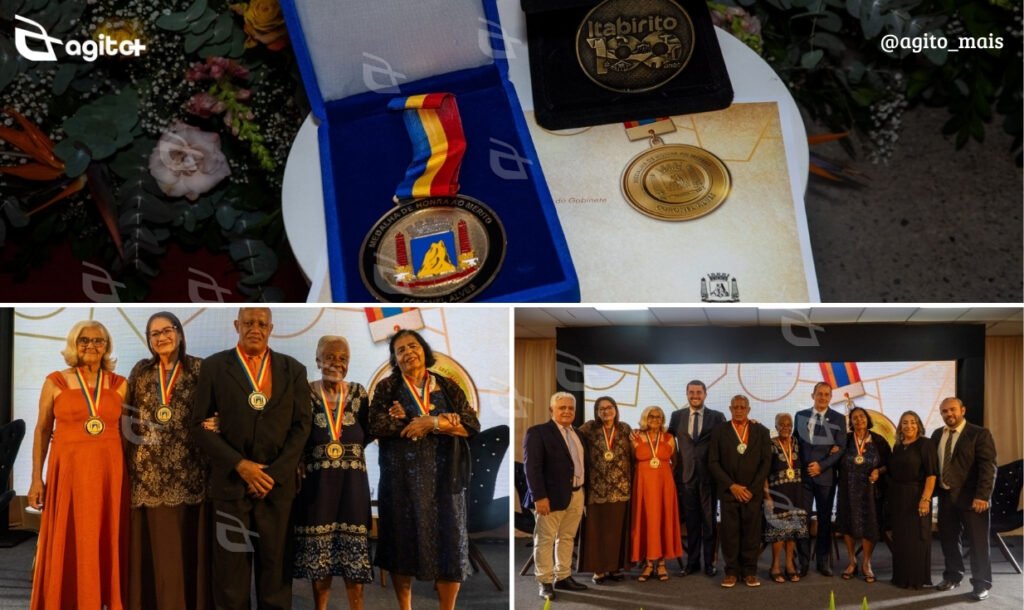 Cinco personalidades que contribuíram para a história do município receberam a honraria durante evento no Centro Administrativo. Foto — divulgação Prefeitura de Itabirito.