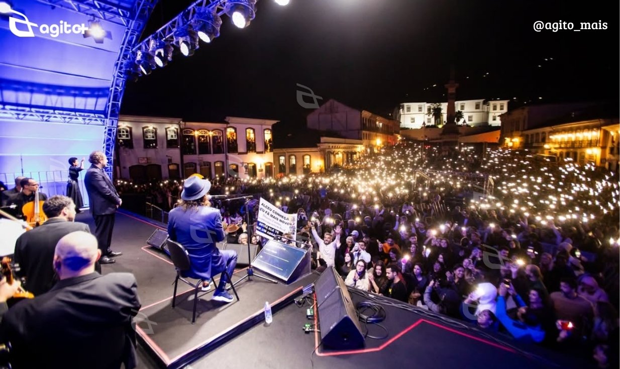 Show gratuito celebra 25 anos da Orquestra e movimenta economia de Ouro Preto com ocupação hoteleira total e forte presença do público. Foto — Naty Tôrres.