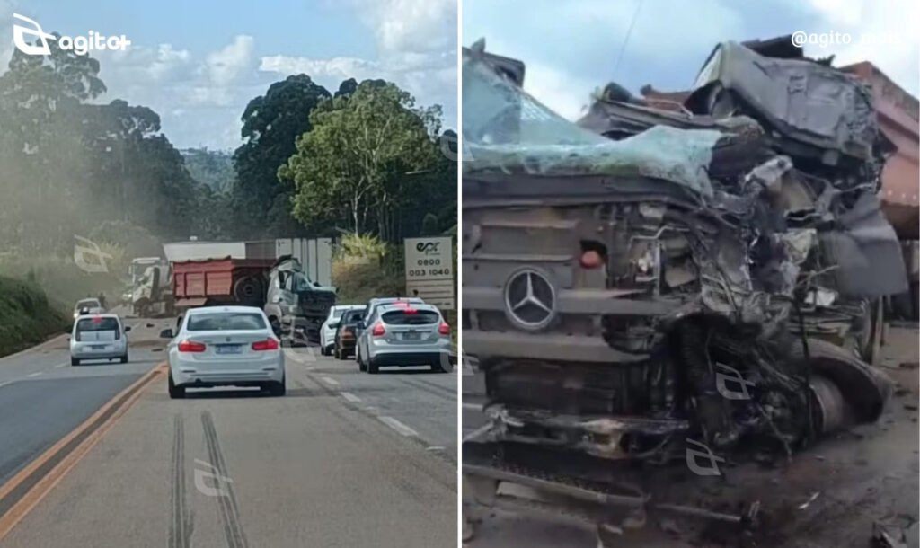 Batida entre quatro veículos bloqueou totalmente a rodovia na tarde desta sexta-feira (2). Foto — reprodução redes sociais.