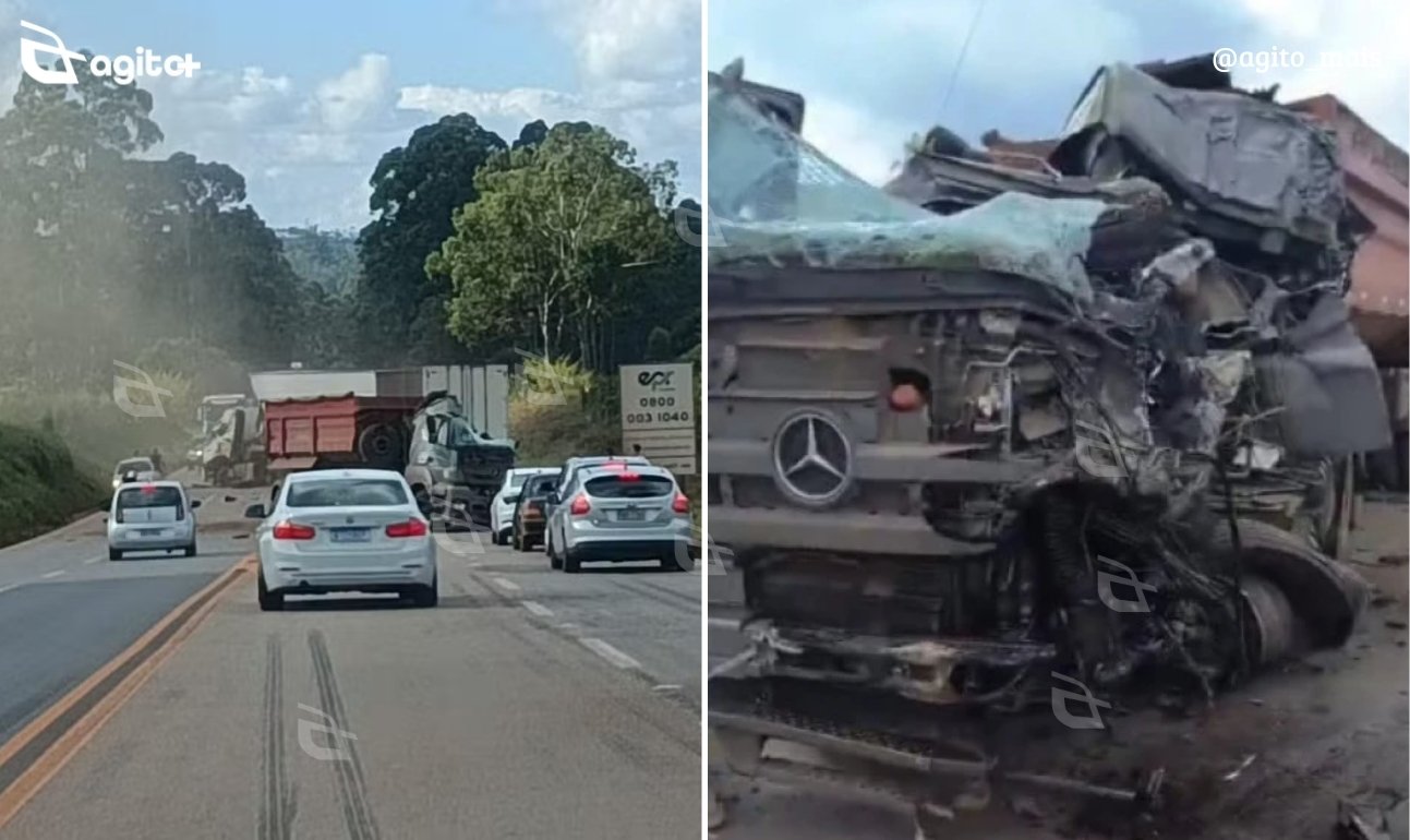Batida entre quatro veículos bloqueou totalmente a rodovia na tarde desta sexta-feira (2). Foto — reprodução redes sociais.