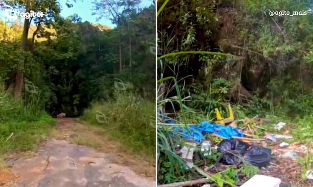 Extração irregular e descarte de resíduos são alvo de apuração em cachoeira de Mariana. Foto — reprodução Instituto Habitat.