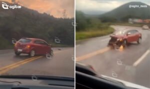 Acidente ocorreu no Dia das Mães e envolveu uma família; não houve feridos. Chovia no momento da batida. Foto — reprodução redes sociais.