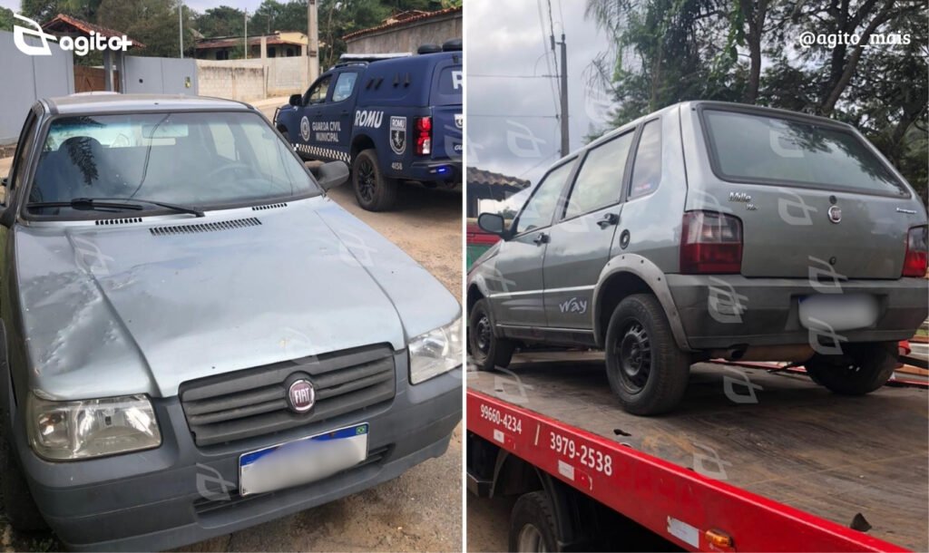O carro foi encontrado abandonado no bairro Portões, zona rural de Itabirito. Foto — Guarda Municipal de Itabirito.