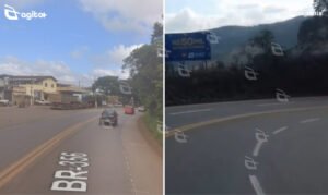 Motociclista é socorrida após queda e colisão entre dois carros não deixa feridos na BR-356. Foto — reprodução Google Maps/Wanderson Oliveira.