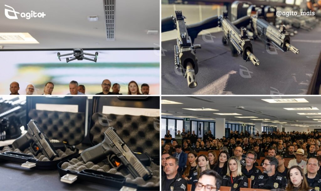 Reforço logístico e tecnológico alcança 64 cidades mineiras com armamentos, viaturas e drones. Foto — Dirceu Aurélio/Imprensa MG.