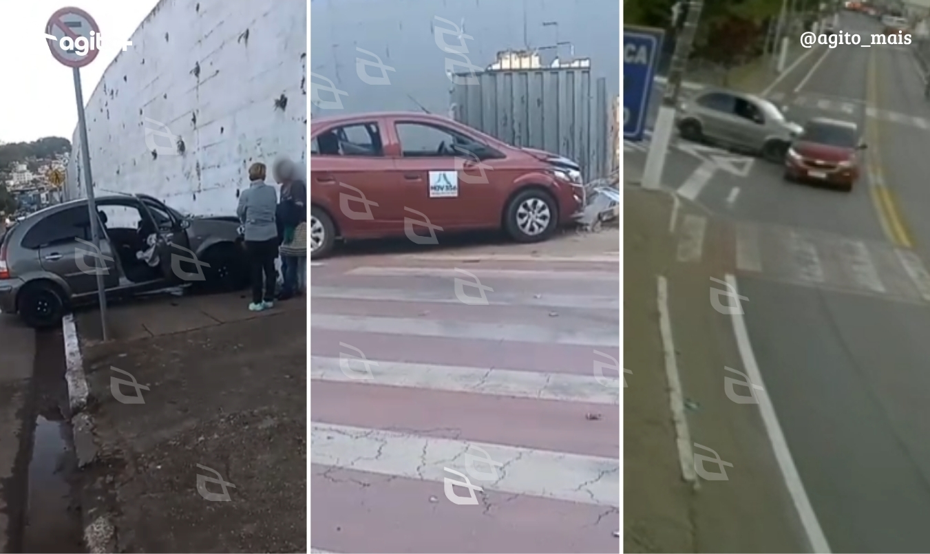 O trânsito seguiu em meia pista, sem riscos adicionais no local. A perícia técnica foi acionada. Foto — câmera de segurança/vídeo enviado ao Agito Mais.