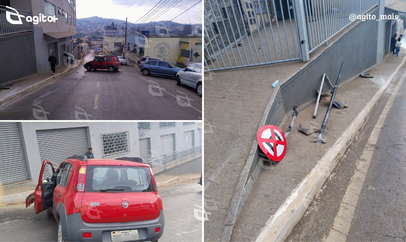 Brigada Municipal e Guarda de Itabirito atuam em acidente que causou interdição de via no bairro Boa Viagem. Foto — Guarda Municipal de Itabirito.