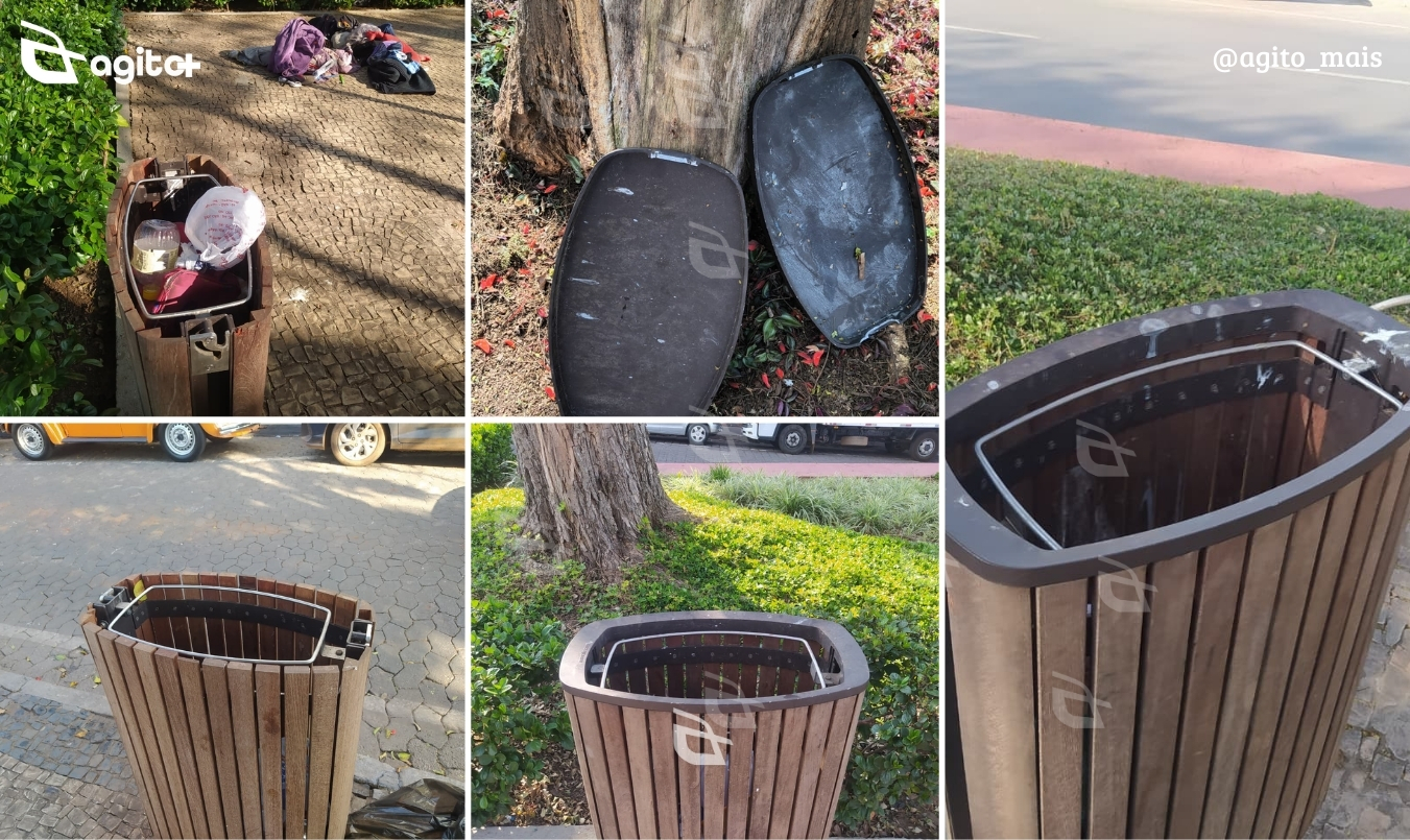 Homem é abordado com materiais recicláveis e tampas de lixeira pública durante operação da GCM na Praça Primeiro de Maio, em Itabirito. Foto — cedidas ao Agito Mais.
