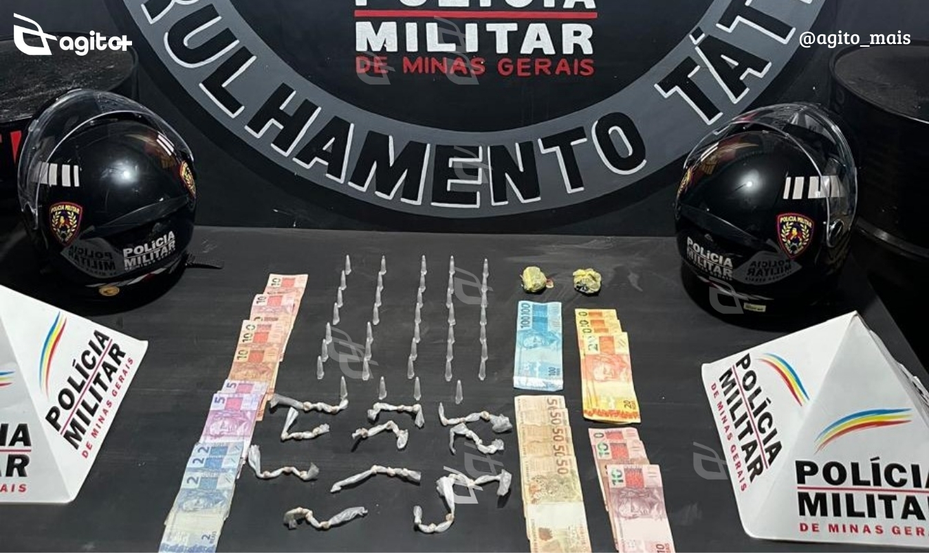 Após denúncia, motociclista tentou escapar da PM, mas foi interceptado em beco da região central. Foto — Polícia Militar.