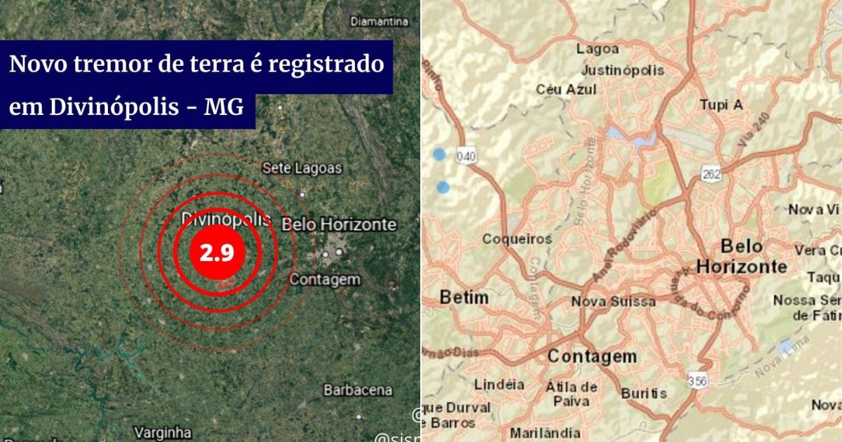 Abalo sísmico de magnitude 2.9 foi registrado às 22h12 e sentido em pelo menos cinco cidades da Região Metropolitana. Imagens — reprodução internet.