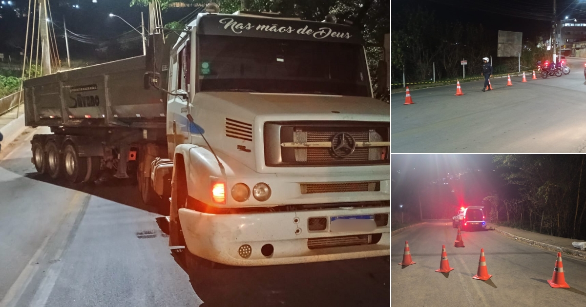 Veículo pesado falha em manobra e interdita ponte entre dois bairros de Itabirito. Foto — cedida ao Agito Mais.