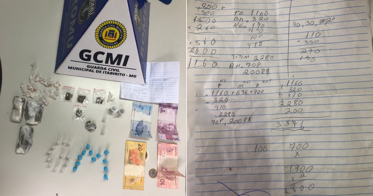 A abordagem ocorreu após comportamento suspeito e tentativa de evasão. Foto — Guarda Municipal de Itabirito.