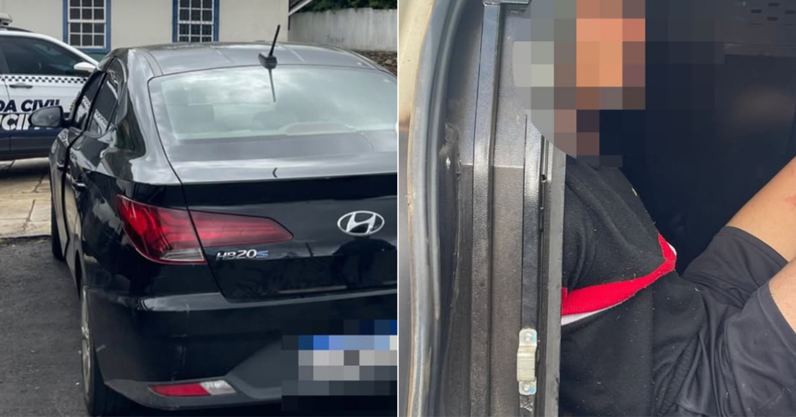 Perseguição terminou após cerco policial, com apoio da PM, nas imediações de um supermercado da cidade. Foto — reprodução redes sociais.