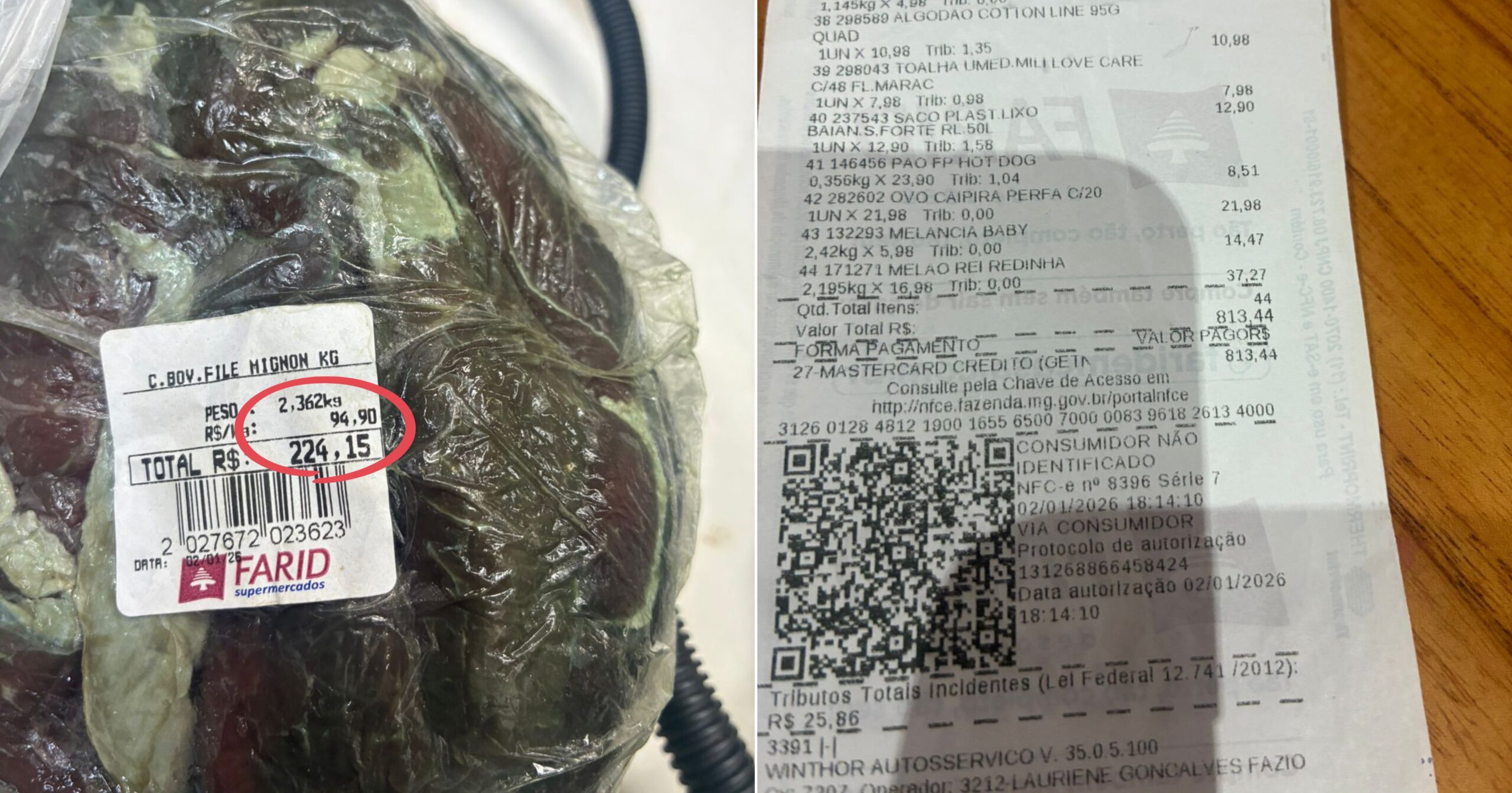 Relato acompanhado de fotos indica possível inconformidade em produto alimentício. Fotos — cedidas ao Agito Mais.