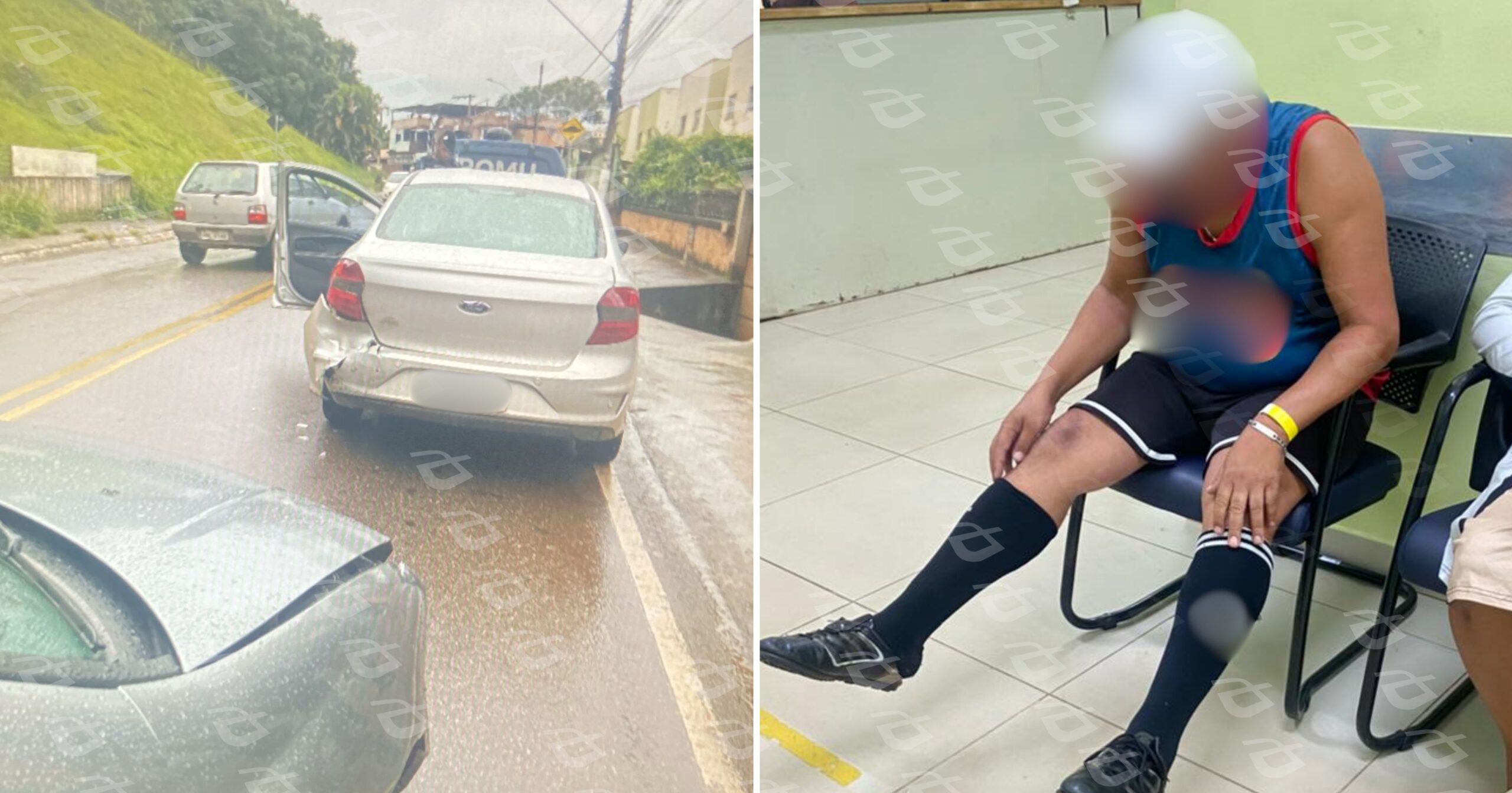 A equipe ROMU foi acionada pela Central de Operações para atender acidente envolvendo Fiat Palio e Ford Ka. Foto — Guarda Municipal de Itabirito.