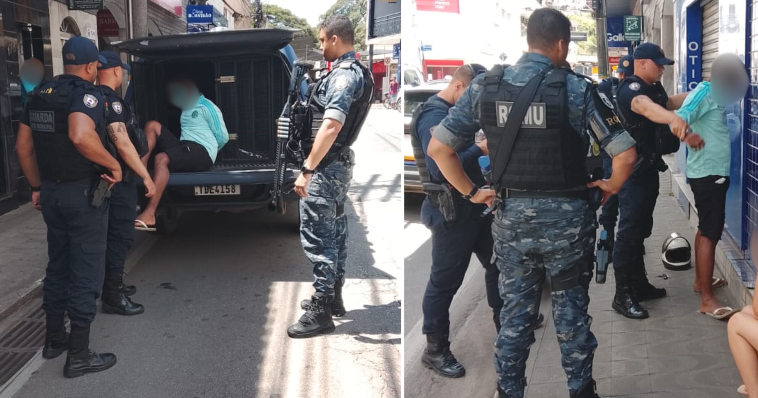 Perseguição intensa termina em prisão no centro comercial de Itabirito. Fotos — Guarda Municipal de Itabirito.