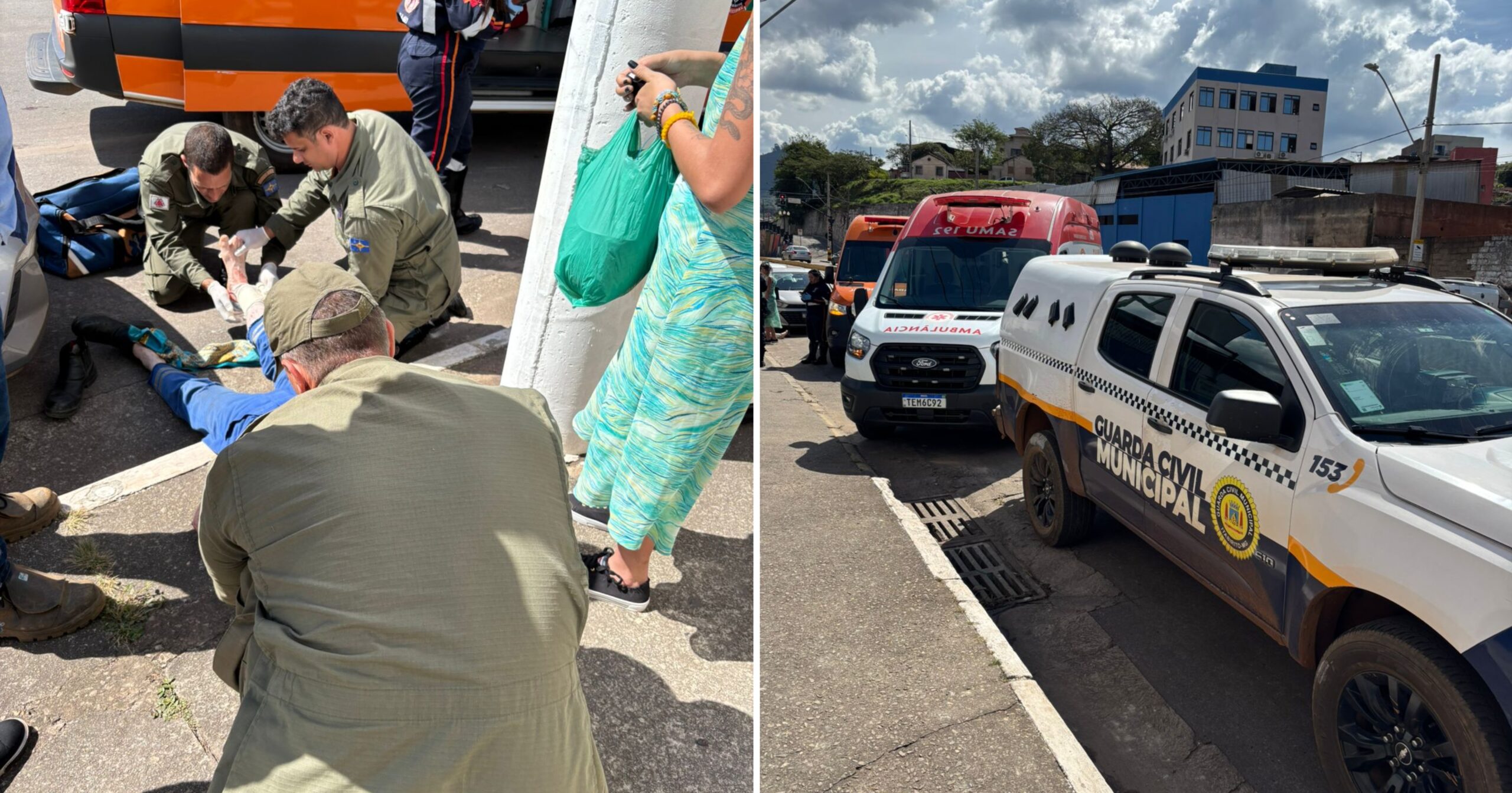 Colisão em avenida movimentada mobiliza agentes e socorristas em Itabirito. Fotos — Guarda Municipal de Itabirito.