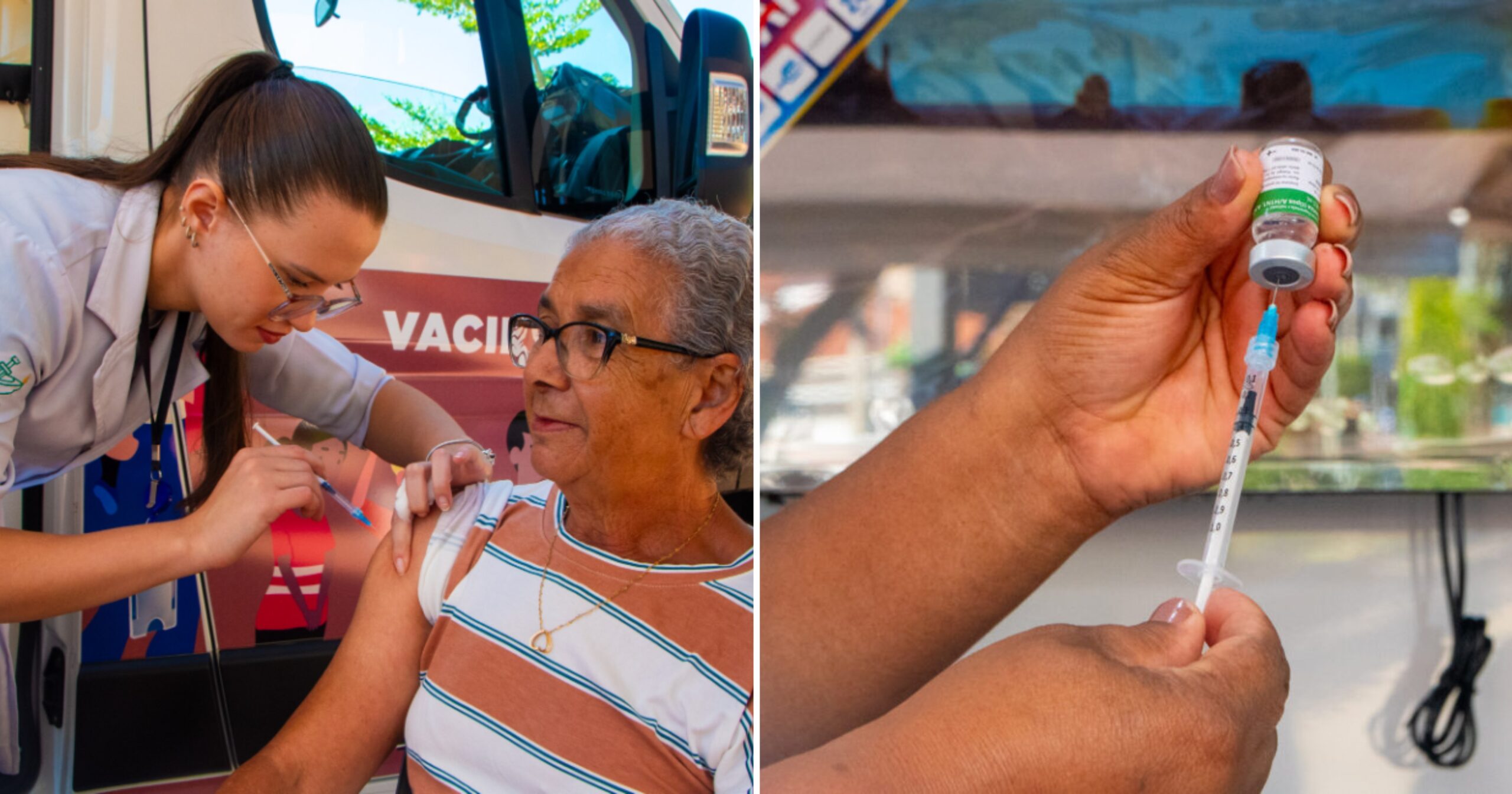 Ação realizada em 18 de abril levou imunização contra Influenza para moradores em área central da cidade. Fotos — Prefeitura de Itabirito.