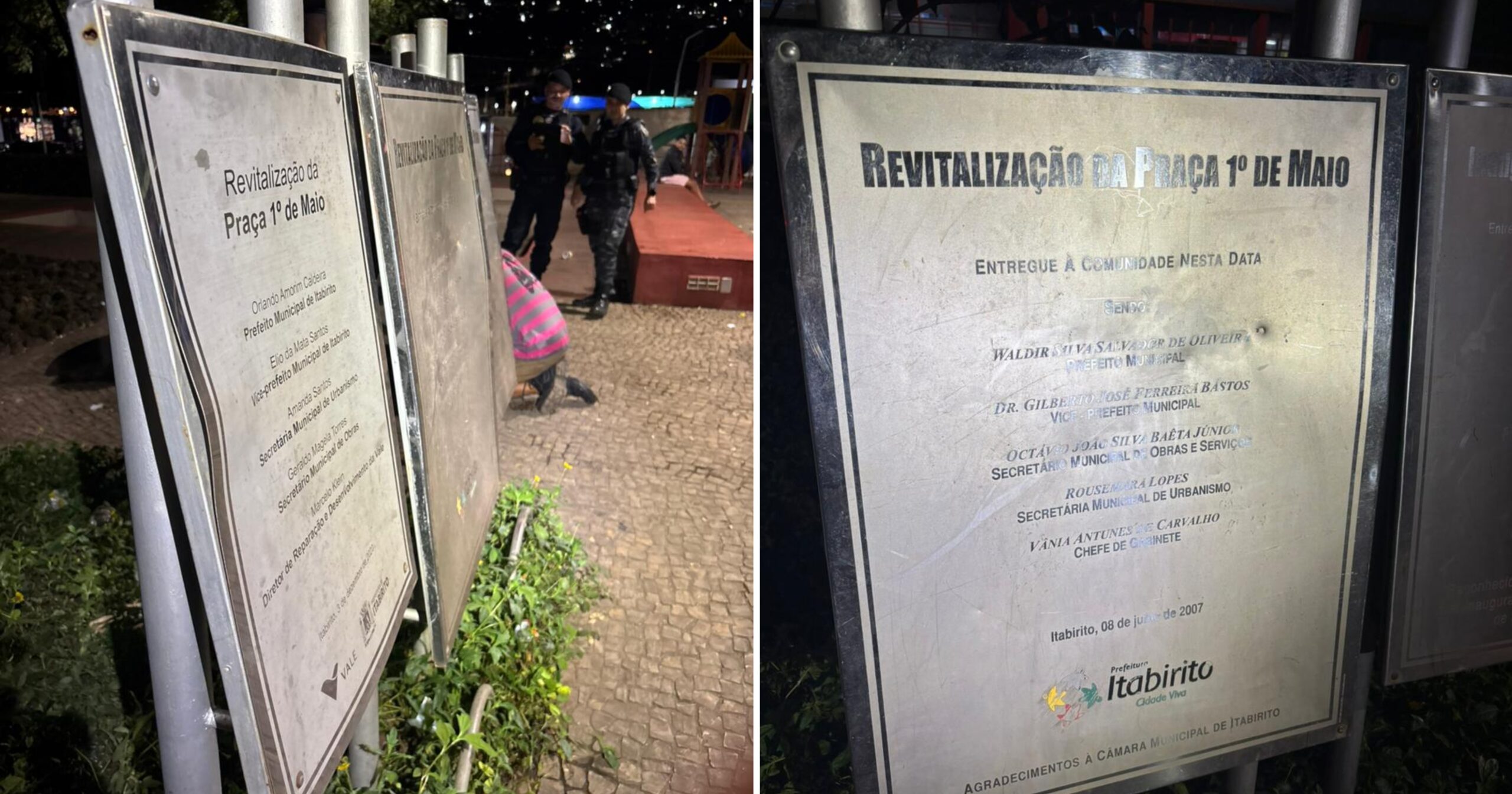 Suspeito foi flagrado danificando três placas informativas no bairro Praia e encaminhado à Delegacia de Ouro Preto. Fotos — Guarda Municipal de Itabirito.