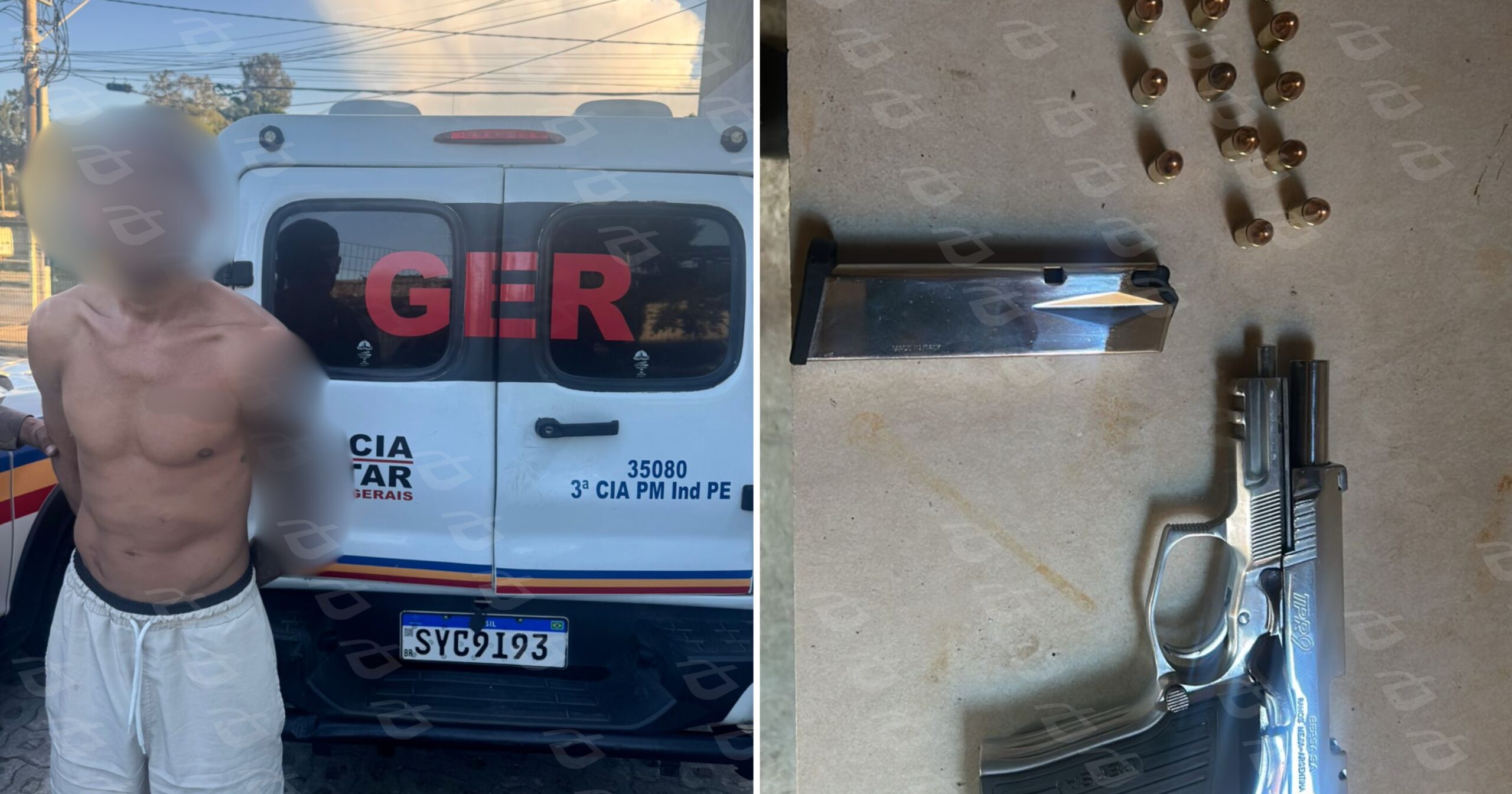 Suspeito foi capturado em Ribeirão das Neves com pistola 9mm e munições; Portal Agito Mais recebeu informações exclusivas sobre a operação. Fotos — cedidas ao Agito Mais.