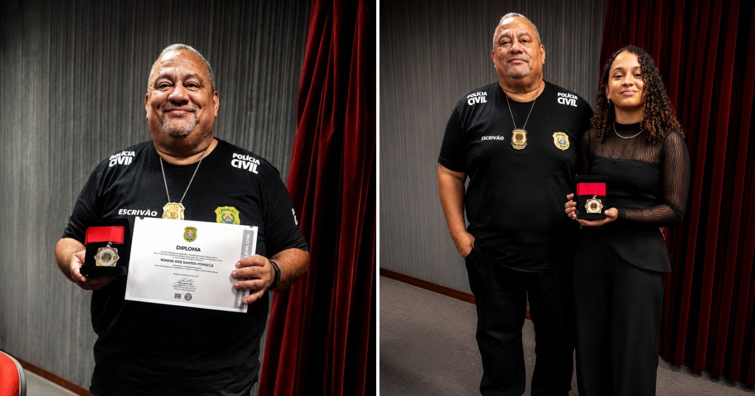 Reconhecimento oficial marca trajetória de Ronnie Fonseca na Polícia Civil. Fotos — Cedidas ao Agito Mais / arquivo pessoal.