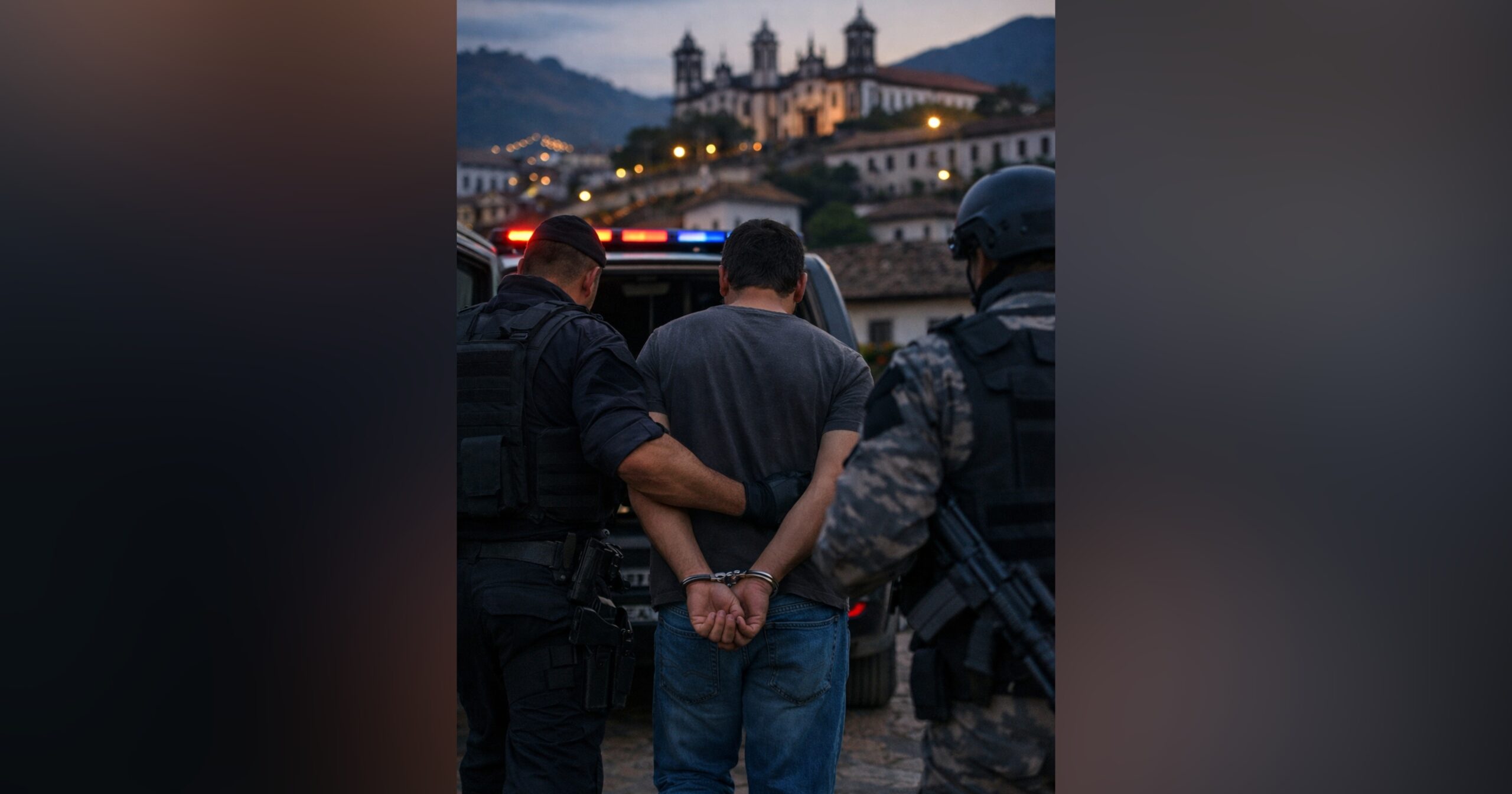 A prisão foi realizada durante patrulhamento do Tático Móvel, após confirmação de ordem judicial expedida pela 2ª Vara Cível da Comarca de Ouro Preto. Foto — meramente ilustrativa gerada pelo Agito Mais com IA.