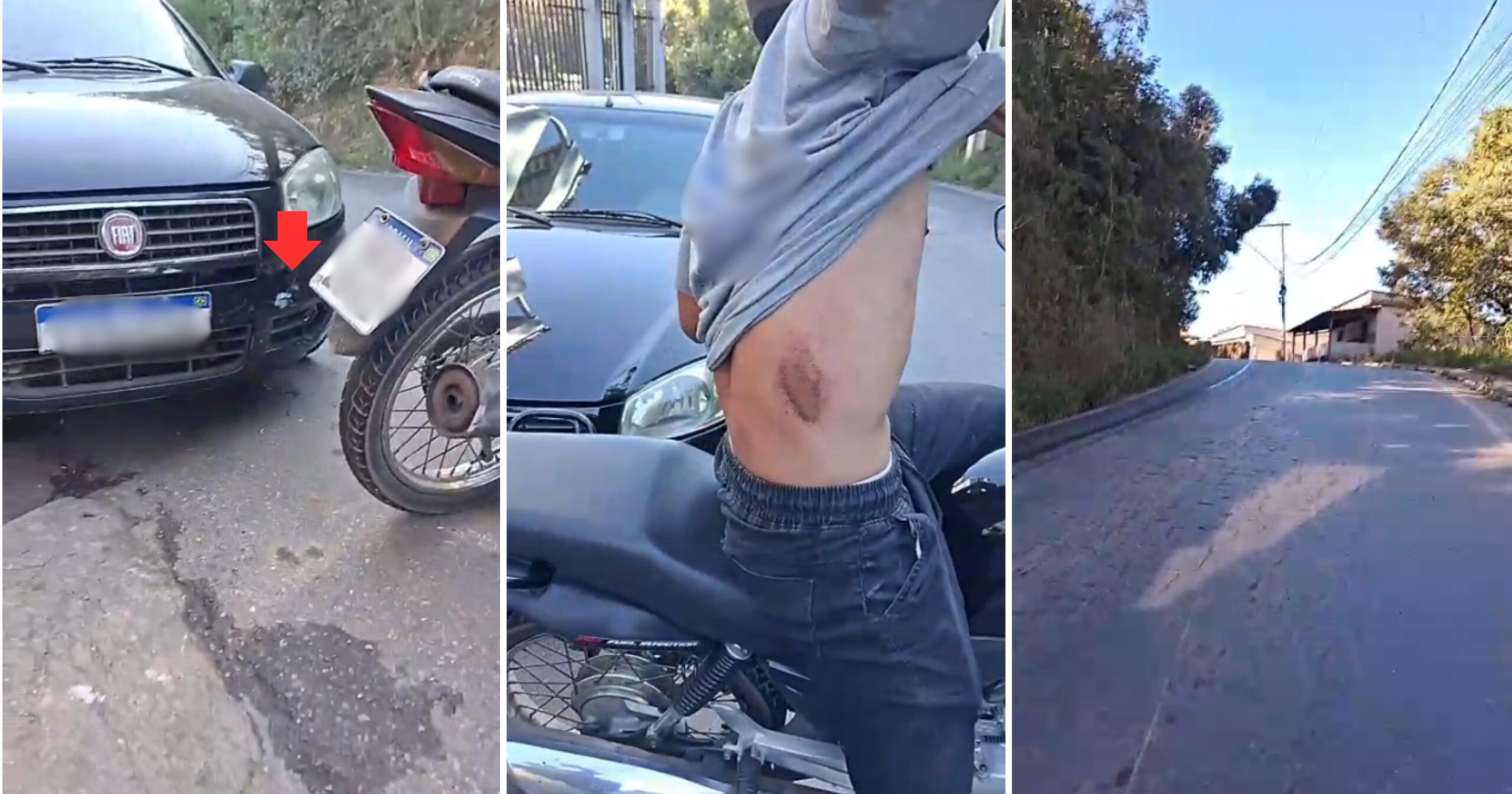 Acidente ocorreu na rua Dr. Francisco José de Carvalho, próximo a ponto de ônibus movimentado no bairro São José. Foto/vídeo — cedidos ao Agito Mais.