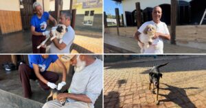 Campanha começou na segunda-feira (3) e seguirá durante todo o mês de agosto com equipes percorrendo localidades do município; vacinação na sede ocorrerá em setembro. Fotos — Prefeitura de Mariana.