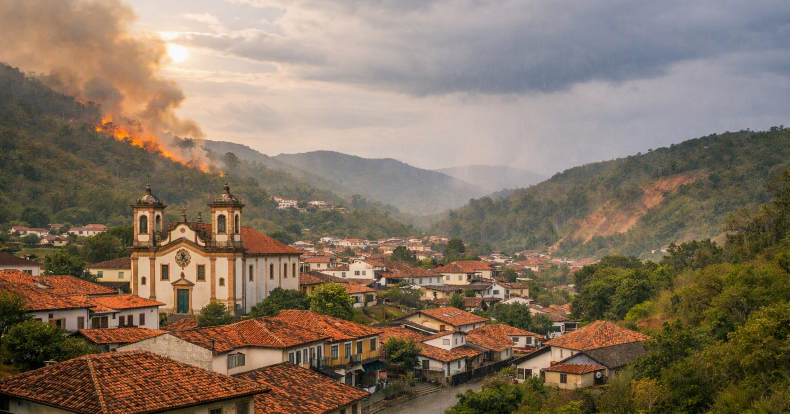 Entre os possíveis efeitos estão ondas de calor mais frequentes, baixa umidade, mudanças bruscas de temperatura e ocorrência de eventos climáticos extremos. Imagem — meramente ilustrativa / criada pelo Agito Mais com IA.